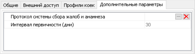 Вкладка "Дополнительные параметры". Общий вид.