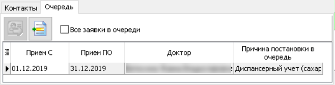 Вкладка "Очередь". Общий вид